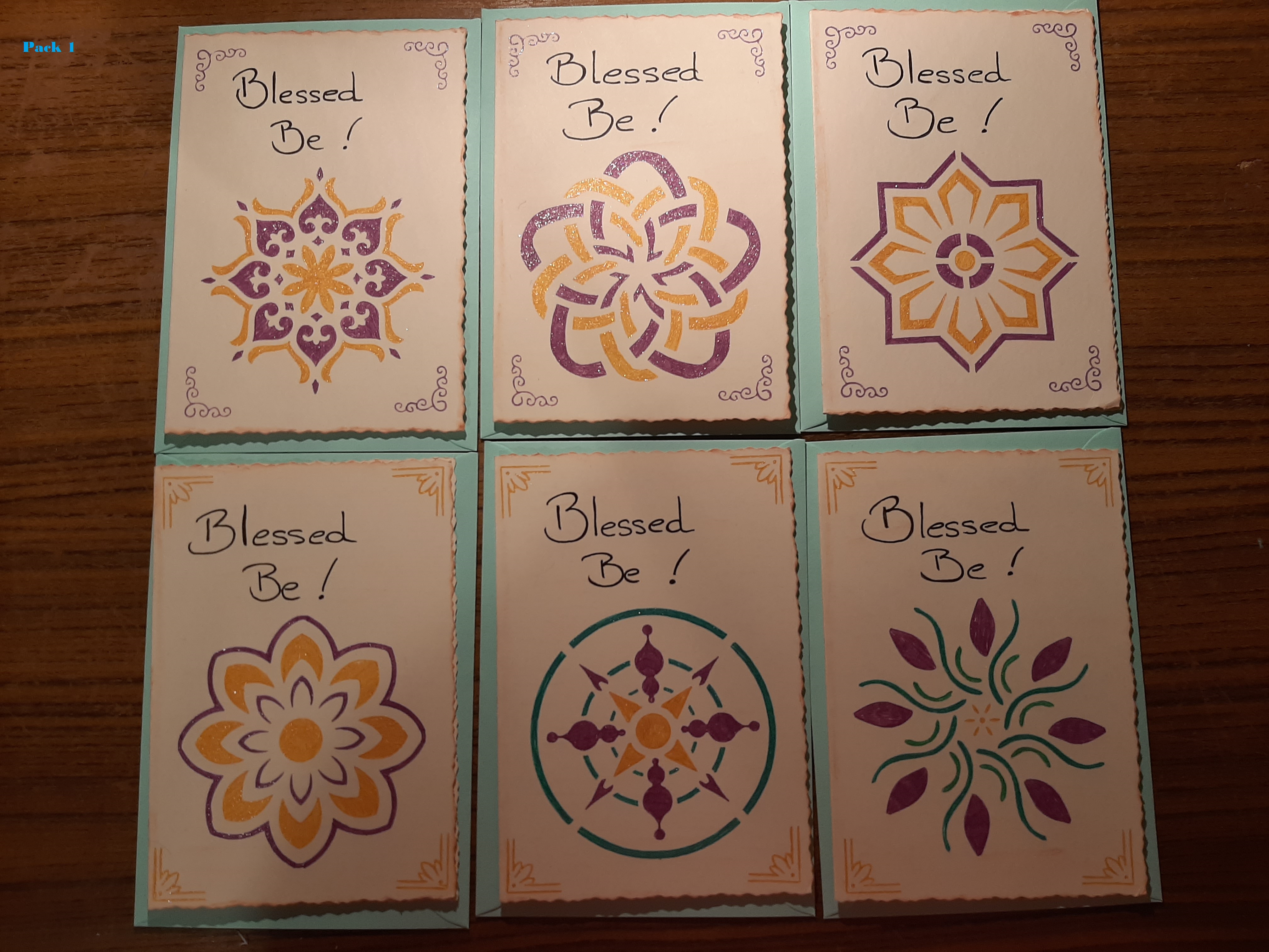 Handmade Notelets ~ Blessed Be   Pack 1
